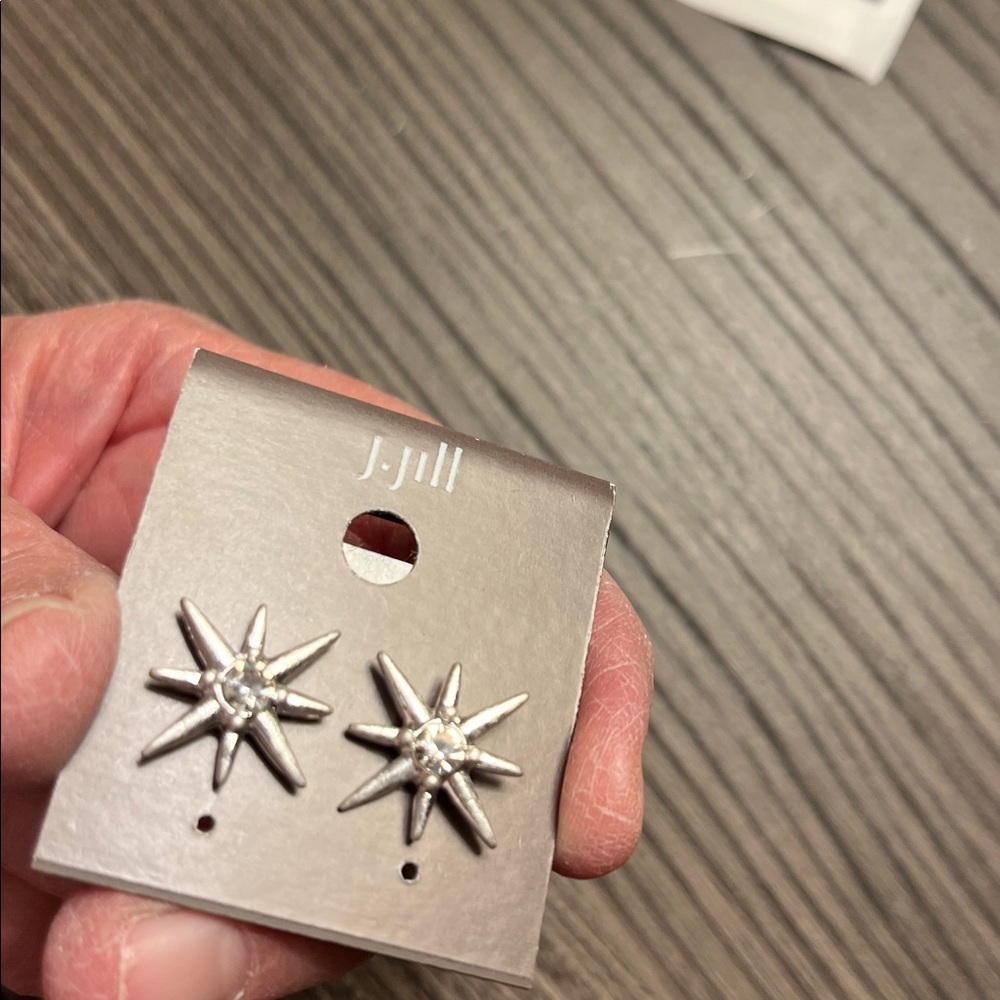 J Jill Star pierced earrings. Stars with rhinestones in the middle. New - Picture 3 of 3